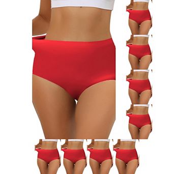 9 Packs Women's Elastic High-Waisted One-Piece Brief Breathable No Show Hipster Underwear
