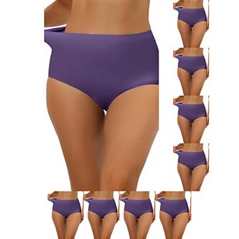 9 Packs Women's Elastic High-Waisted One-Piece Brief Breathable No Show Hipster Underwear