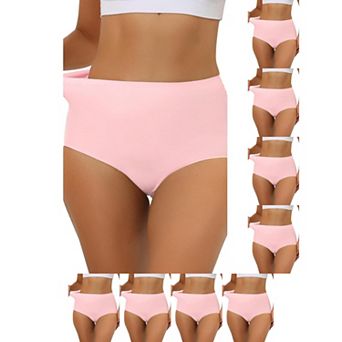 9 Packs Women's Elastic High-Waisted One-Piece Brief Breathable No Show Hipster Underwear