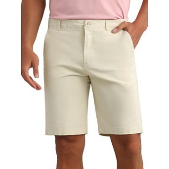 Men's Classic Button Solid Color Flat Front Zipper Formal Chino Dress Shorts