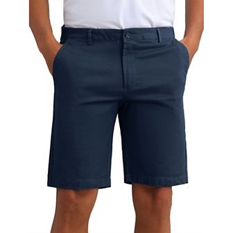 Men's Classic Button Solid Color Flat Front Zipper Formal Chino Dress Shorts