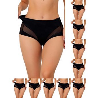 10 pc Women's Briefs Laser Cut Mesh Soft High-rise Brief Solid Stretchy Underwear Panties