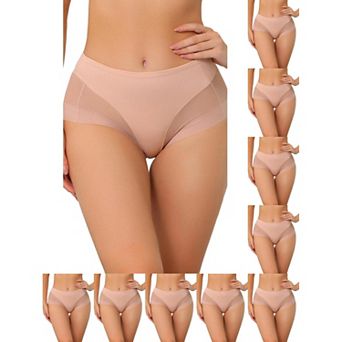 10 pc Women's Briefs Laser Cut Mesh Soft High-rise Brief Solid Stretchy Underwear Panties