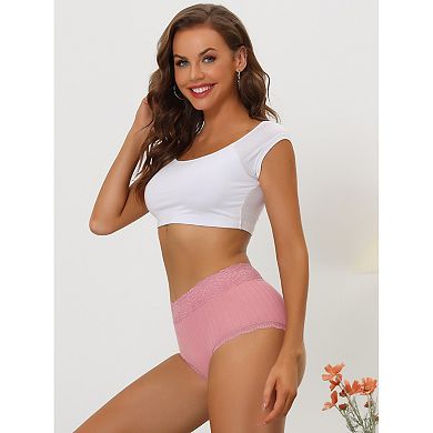 9 Packs Women's High Waist Underwear Tummy Control Comfortable Lace Trim Ribbed Panties