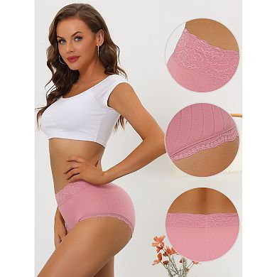9 Packs Women's High Waist Underwear Tummy Control Comfortable Lace Trim Ribbed Panties