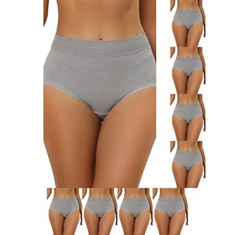 9 Packs Women's High Waist Underwear Tummy Control Comfortable Lace Trim Ribbed Panties