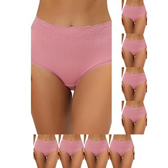 9 Packs Women's High Waist Underwear Tummy Control Comfortable Lace Trim Ribbed Panties