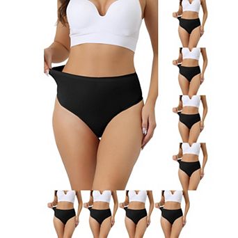 9 Packs Women's Hign Waist G-String Thongs, Tummy Control Stretch Panties, T-back Undepants