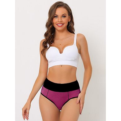 9 Packs Women's High Waist Tummy Control Color-Block Brief, Available in Plus Size