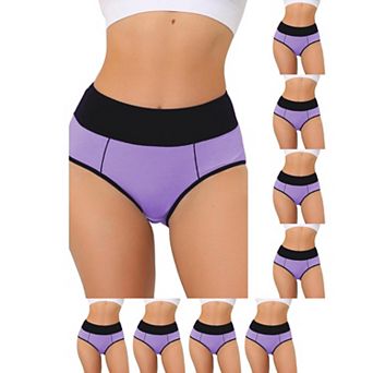 9 Packs Women's High Waist Tummy Control Color-Block Brief, Available in Plus Size