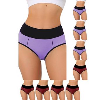 9 Packs Women's High Waist Tummy Control Color-Block Brief, Available in Plus Size