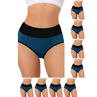 9 Packs Women's High Waist Tummy Control Color-Block Brief, Available in Plus Size