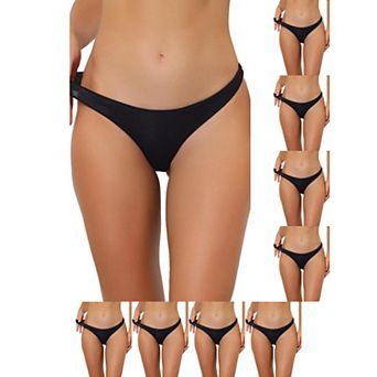 9 Packs Underwear for Women Low-Waist Contract Color Bikini Sporty Sweat-Absorbing Thongs