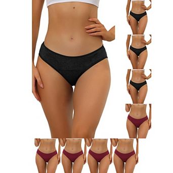 9 Packs Women's Underwear Mid-Waistd Hipster Panties, Available in Plus Size
