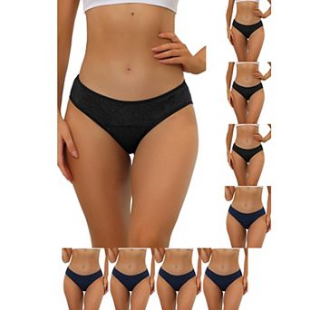 9 Packs Women's Underwear Mid-Waistd Hipster Panties, Available in Plus Size