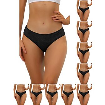 10 Packs Women's Underwear Mid-Waistd Hipster Panties, Available in Plus Size