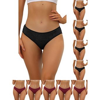 10 Packs Women's Underwear Mid-Waistd Hipster Panties, Available in Plus Size