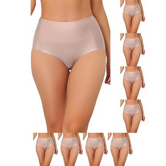 9 Packs Women's Tummy Control One-Piece Hipster Underwear High-Waisted Breathable Brief