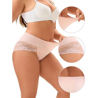10pcs Women's Mid-Rise Lace Trim Brief Panties