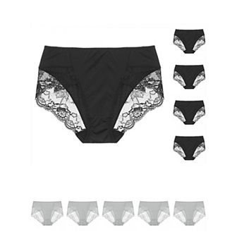 10 pc Women's Mid-Rise Lace Trim Brief Panties