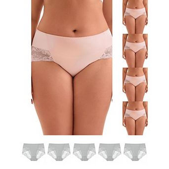 10 pc Women's Mid-Rise Lace Trim Brief Panties