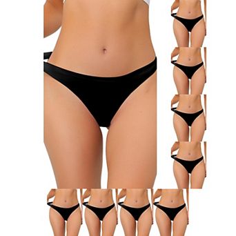 9 Packs Women's Unlined Underwear Satin Invisible Bikini Comfortable No-Show Thongs