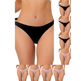 9 Packs Women's Unlined Underwear Satin Invisible Bikini Comfortable No-Show Thongs