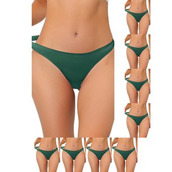 9 Packs Women's Unlined Underwear Satin Invisible Bikini Comfortable No-Show Thongs