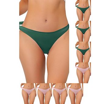 9 Packs Women's Unlined Underwear Satin Invisible Bikini Comfortable No-Show Thongs