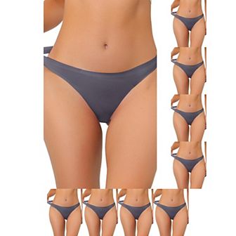 9 Packs Women's Unlined Underwear Satin Invisible Bikini Comfortable No-Show Thongs