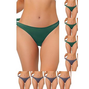 9 Packs Women's Unlined Underwear Satin Invisible Bikini Comfortable No-Show Thongs