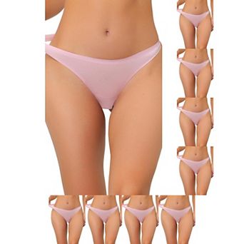 9 Packs Women's Unlined Underwear Satin Invisible Bikini Comfortable No-Show Thongs