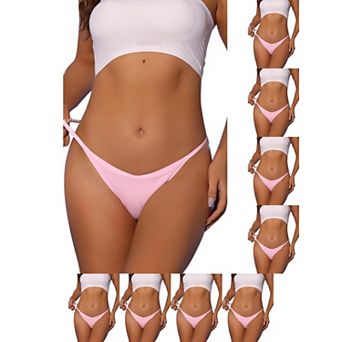 9 Packs Women's V-waisted Underwear Ruched Invisibles Breathable No Trace Thongs