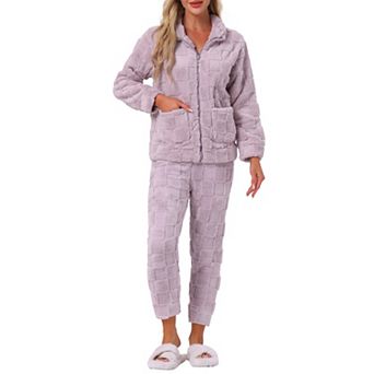 Women's Pajama Sets Flannel Long Sleeve Soft Winter Warm Lounge Set with Pockets
