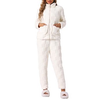 Women's Pajama Sets Flannel Long Sleeve Soft Winter Warm Lounge Set with Pockets