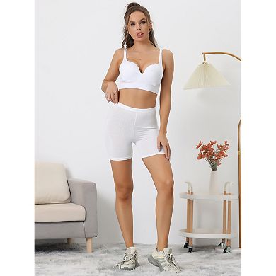 9 Packs Women's Mid-Thigh Boxer Underwear Full Coverage Soft Stretch Boy-Shorts Panties