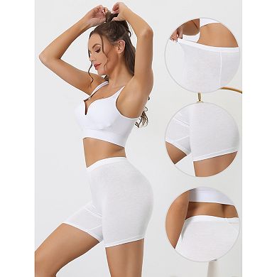 9 Packs Women's Mid-Thigh Boxer Underwear Full Coverage Soft Stretch Boy-Shorts Panties