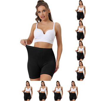 9 Packs Women's Mid-Thigh Boxer Underwear Full Coverage Soft Stretch Boy-Shorts Panties