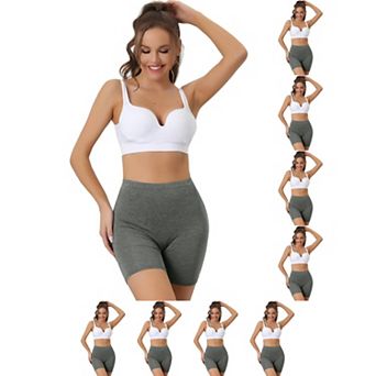 9 Packs Women's Mid-Thigh Boxer Underwear Full Coverage Soft Stretch Boy-Shorts Panties