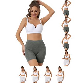 9 Packs Women's Mid-Thigh Boxer Underwear Full Coverage Soft Stretch Boy-Shorts Panties