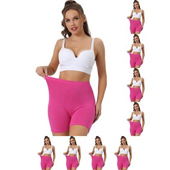 9 Packs Women's Mid-Thigh Boxer Underwear Full Coverage Soft Stretch Boy-Shorts Panties