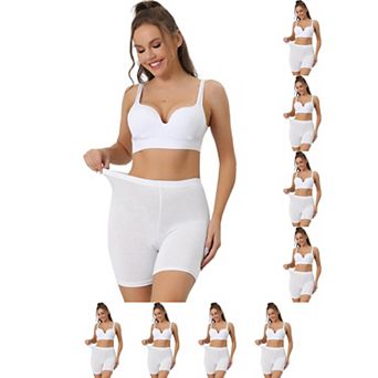 9 Packs Women's Mid-Thigh Boxer Underwear Full Coverage Soft Stretch Boy-Shorts Panties