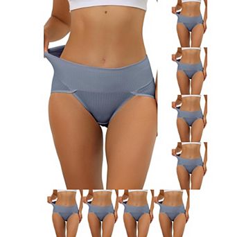 9 Packs Women's Hi-Cut Ribbed High Waist Tummy Control Underwear, Available in Plus Size
