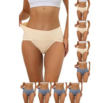 9 Packs Women's Hi-Cut Ribbed High Waist Tummy Control Underwear, Available in Plus Size