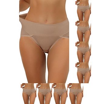 9 Packs Women's Hi-Cut Ribbed High Waist Tummy Control Underwear, Available in Plus Size