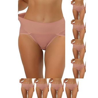 9 Packs Women's Hi-Cut Ribbed High Waist Tummy Control Underwear, Available in Plus Size