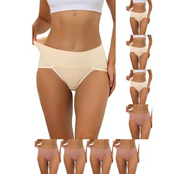 9 Packs Women's Hi-Cut Ribbed High Waist Tummy Control Underwear, Available in Plus Size