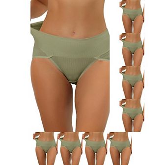 9 Packs Women's Hi-Cut Ribbed High Waist Tummy Control Underwear, Available in Plus Size