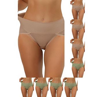 9 Packs Women's Hi-Cut Ribbed High Waist Tummy Control Underwear, Available in Plus Size