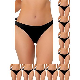 10 Packs Women's Unlined Underwear Satin Invisible Bikini Comfortable No-Show Thongs